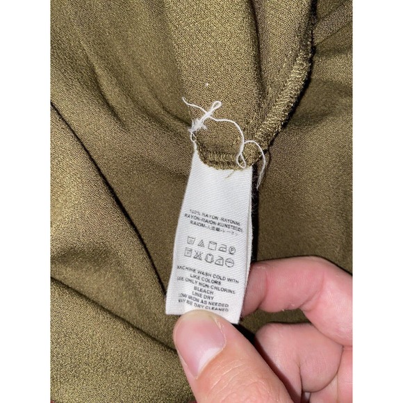 Free People Women’s Button Up Tunic Dress W/ Slip Long Sleeve Size XS Army Green - Picture 5 of 5